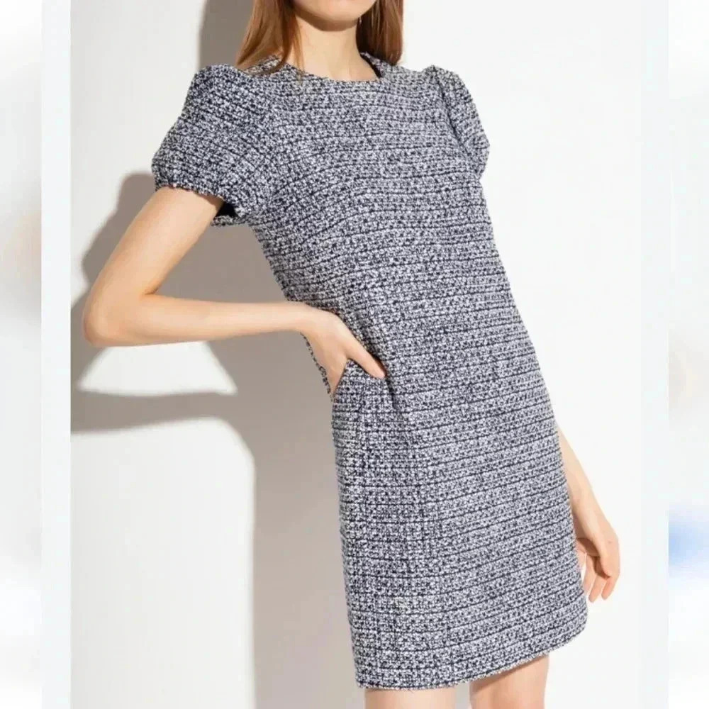 Kate Spade Tweed Navy Blue and White Dress